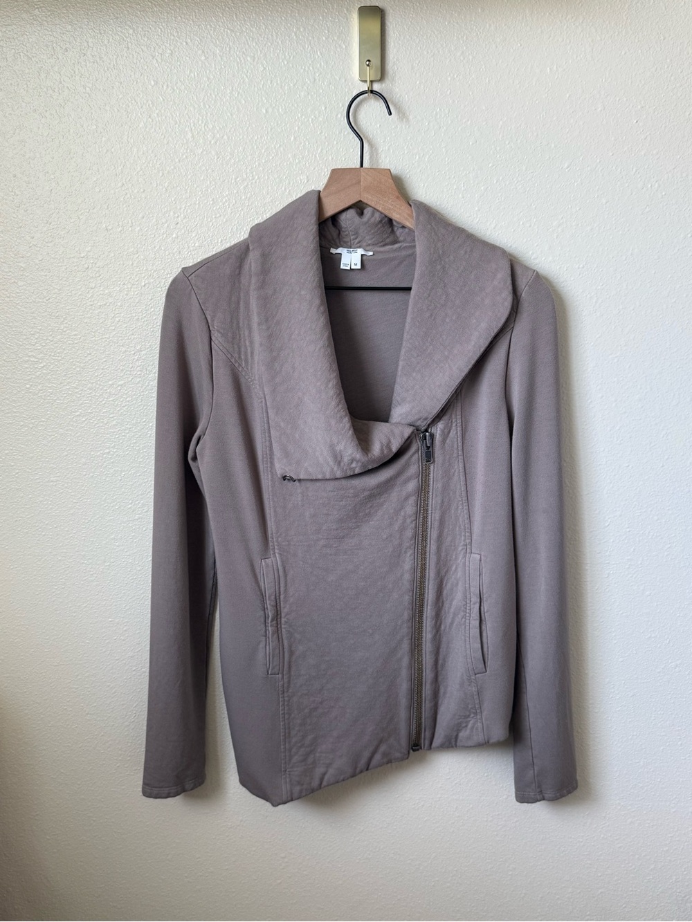 Helmut Lang Women's Taupe Asymmetrical Zip Jacket